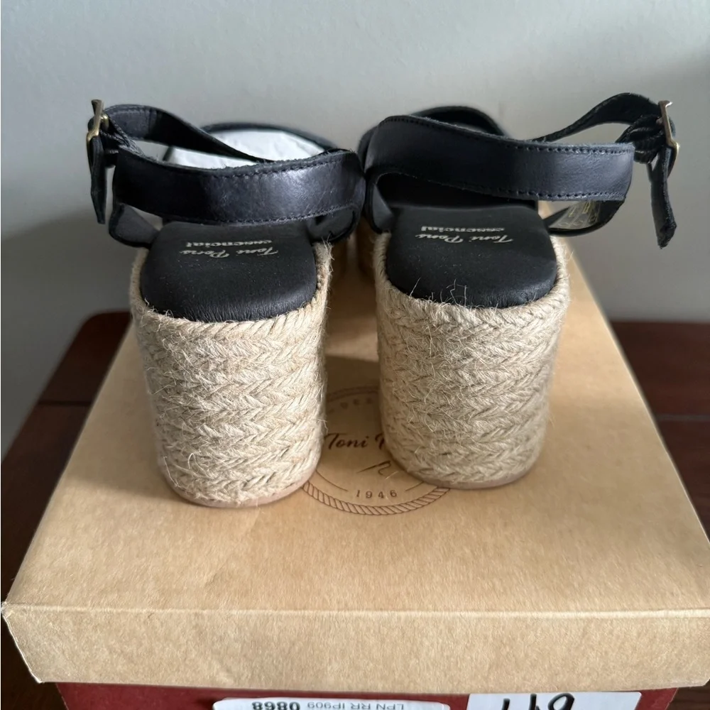 Toni Pons Adriana platform espadrille‎ black sandals New 5